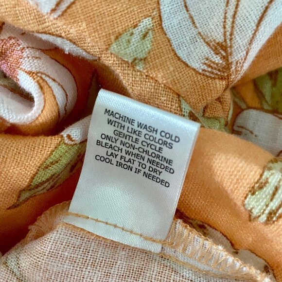 Blue Sol Linen Blend Floral Long Sleeve Button Up Shirt Roll Tab Women's Medium - Picture 10 of 10